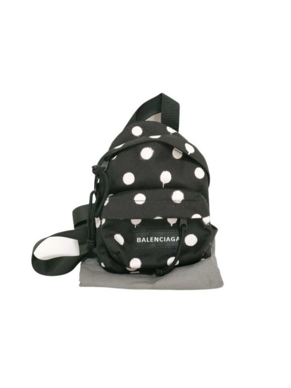 Balenciaga Shoulder Bag Explorer Black White Canvas Polka Dots